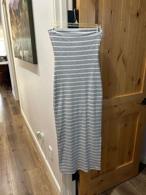 Gray and White Striped Tube Dress